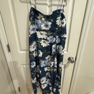 The Camille Midi Dress in Blue Floral